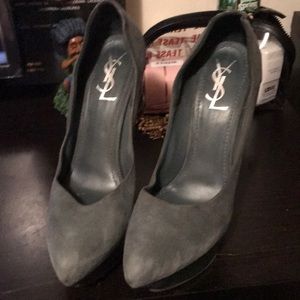 YSL grey suede platform